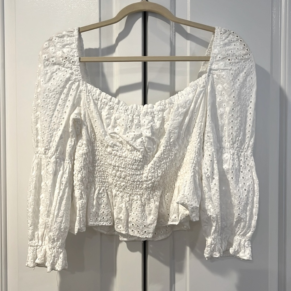 Vici eyelet peplum top